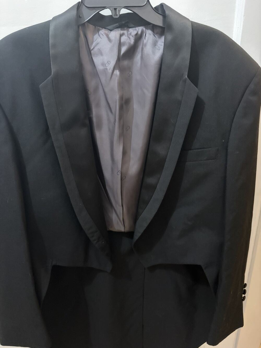 Christian Dior Grand Luxe Tailcoat Tuxedo Jacket Men’s 46r Wool Black Gray